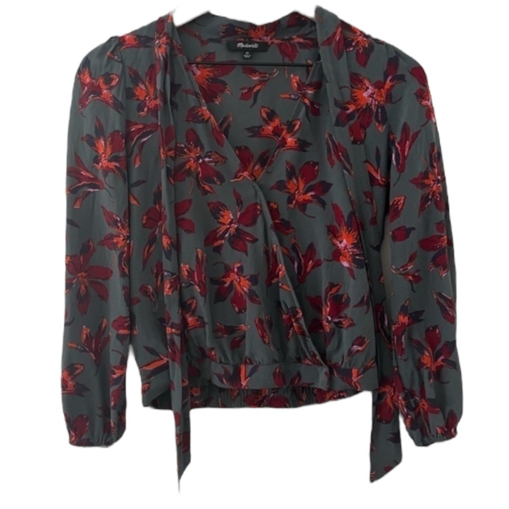 MADEWELL Silk Tie-Neck Wrap Top in Winter Orchid Size XS -- GORGEOUS!!! - Picture 3 of 10